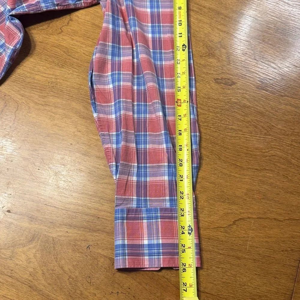 Banana Republic Pink and Blue Plaid Long Sleeve Shirt